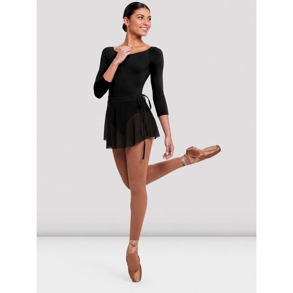 Bloch Jaye Mesh Ballet Dance Skirt Black Tie Waist High-Low Size M L